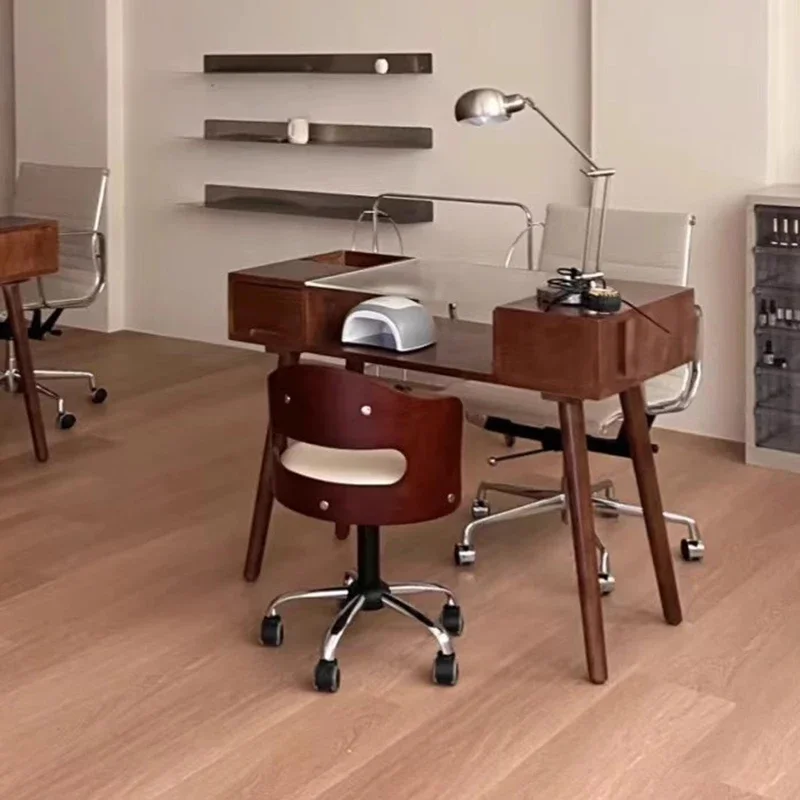Dressing Glass Tabletop Manicure Table Luxury Storage Retro Simple Nail Tables Nail Artist Salon Furniture Mesa Manicura LLMT