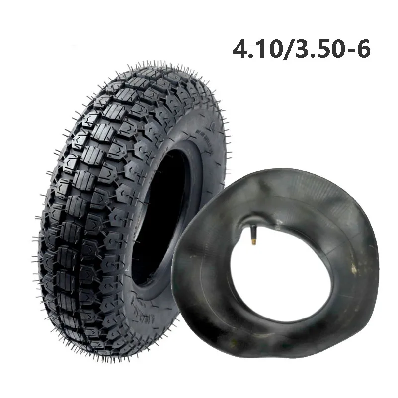 4.10/3.50-6 Tyre 410/350-6 Inner and Outer Tire for Four-Wheeled Senior Mobility Scooter Wheelbarrow E-Bike  Lawn Mower