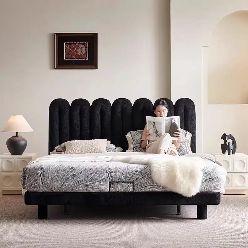Wave Bed Double Schoolgirl Chenier Black Internet celebrity Grille Vintage French Cream Wind Master Bed