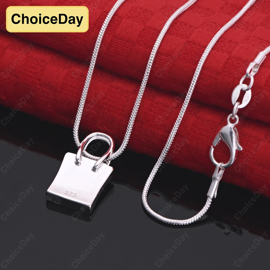 

ChoiceDay 925 Sterling Silver Exquisite Bag Pendant Necklace Women's Jewelry Party Accessories Fashion Gift