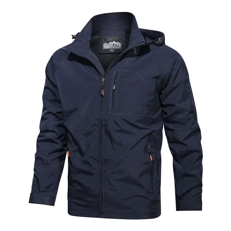 2026 New Spring Thin Windbreaker Jacket Men Solid Color Hoodee Outdoor Colthing New in Outerwears Coats  Jackets for Men