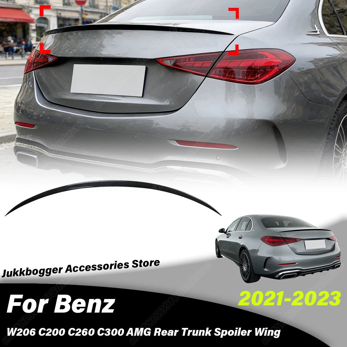 

Для Mercedes-Benz W206 C-класса C200 C260 C300 2021 2022 2023: Декоративная накладка на задний центральный спойлер в стиле AMG, элемент обвеса