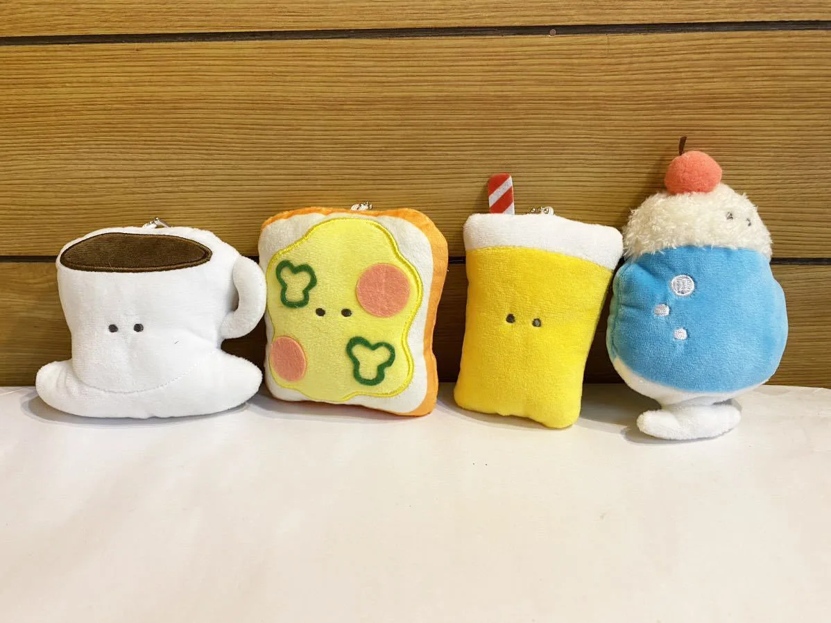 Yell World stuffed 5.8cm small round eyes Cafe Petit Mascot BC kawaii soda coffee bean sandwich cake plush food model pendant