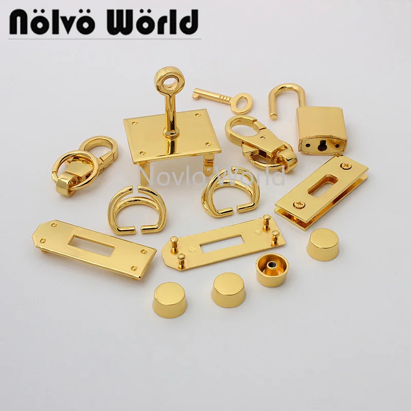 1-5 sets 36*29 gold chrome color rectangle a set of lock for DIY leather handbag with eyelets key lock purse accessories