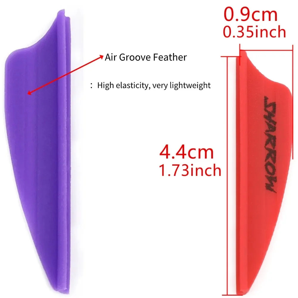 1.75inch Archery Feather Air Groove Rubber Feather Vanes DIY Shaft for Bow and Arrow Shooting Hunting Accessories,50/100pcs