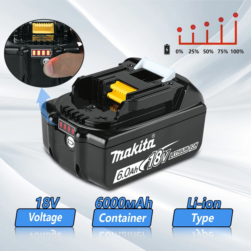 Imagem -06 - Bateria Recarregável de Lítio Makita Baterias de Substituição 18v Drill Original Bl1860 Bl1830 Bl1850 Bl1860b 3.0ah 5.0ah 6.0ah