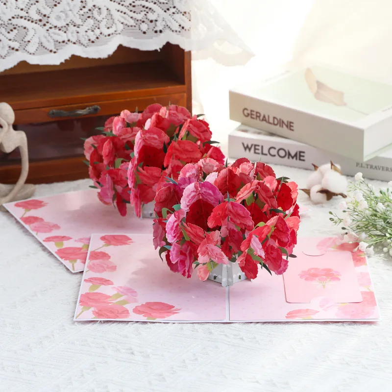 

New Mother's Day Carnation Greeting Card: Creative Handmade Paper Cutout Express Gratitude to Mom with This Premium Gift Card