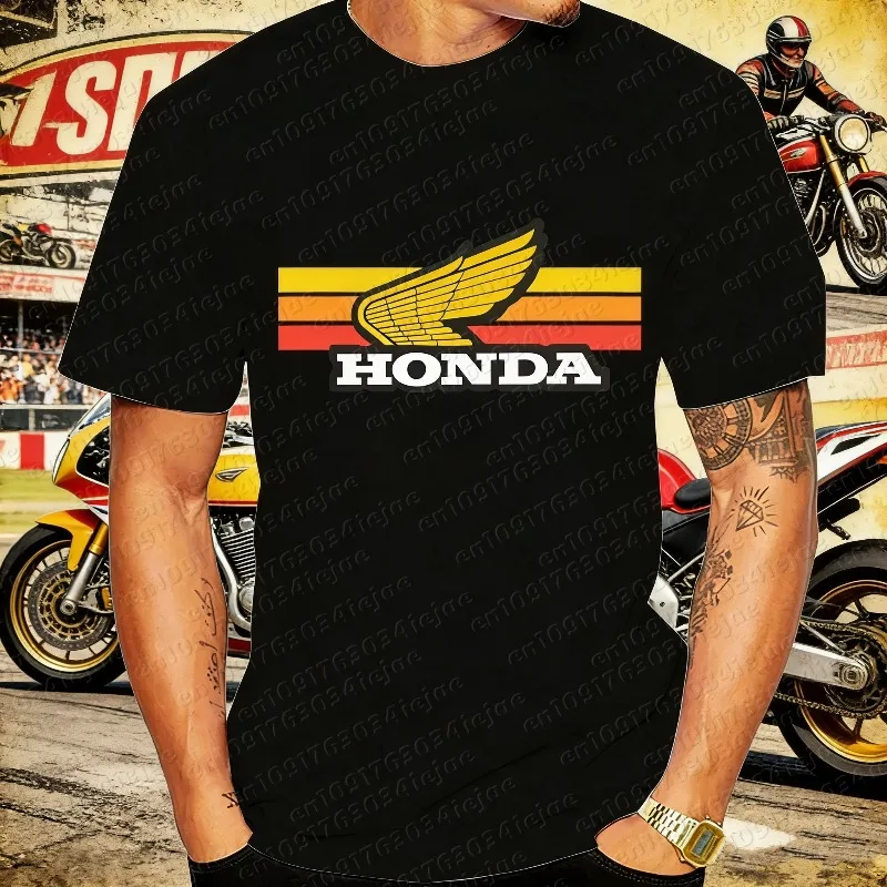 

Футболка Honda Sunset Retro, летняя, с коротким рукавом, для мужчин и женщин, 2025, новая модная, 100% хлопок, парная, для мотоциклистов