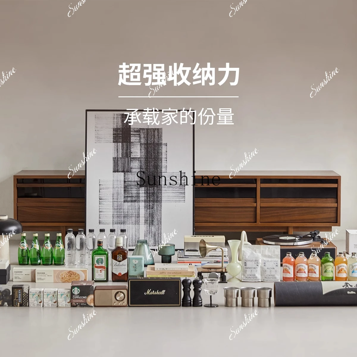 Solid wood TV cabinet, black walnut living room floor, small apartment against the wall for storageMM