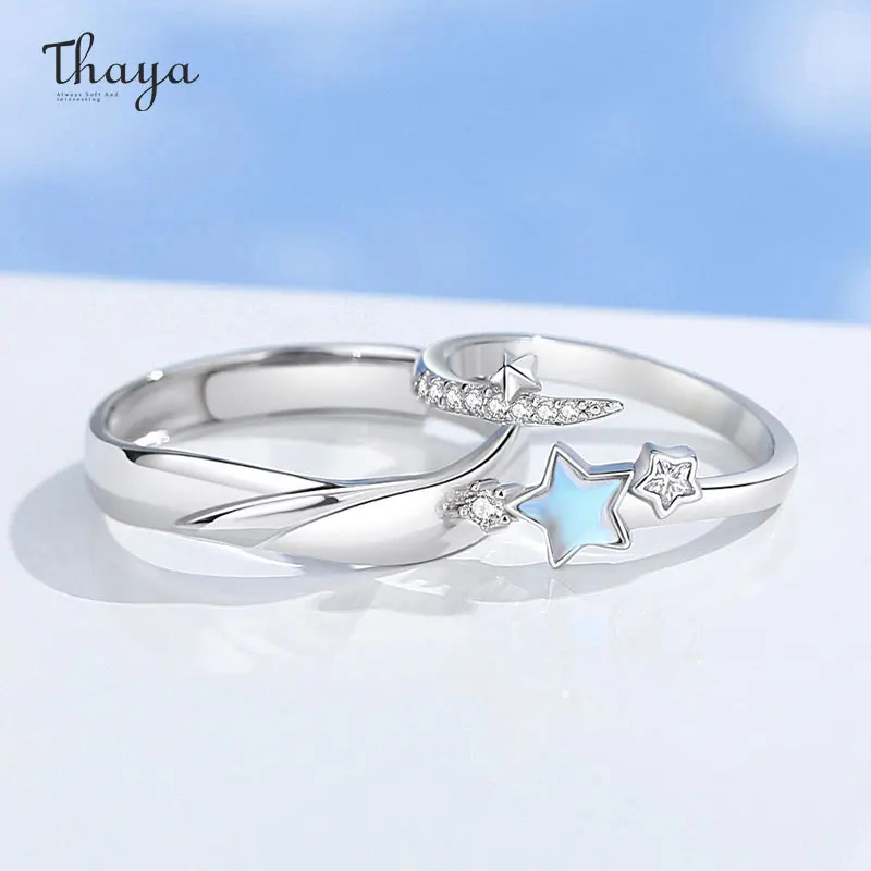 

Thaya S925 Sterling Silver Women Ring Dropship Wholesale Adjustable Moonstone Fashion Women Ring for Couple Female Fine Jewelry