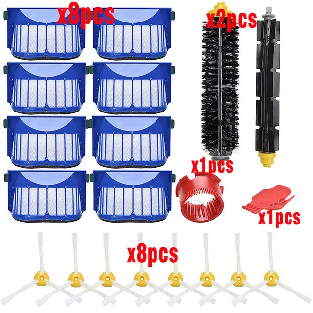 AeroVac-cepillo principal de cerdas azules, Kit de cepillos flexibles para iRobot Roomba serie 600, 610, 620, 625, 630, 650, 660