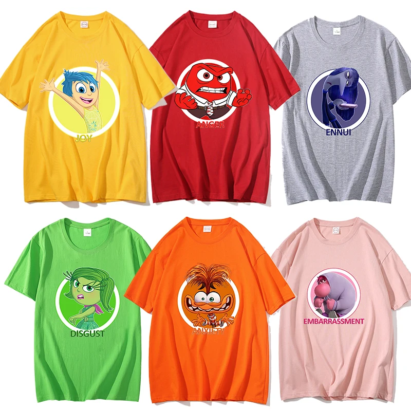 Inside Out 2 T-Shirt New Cute Cartoon Girl Boy Tops Summer WOMEN MEN Clothing Adult Anime Figure Colore Tee Family Clothes Gift