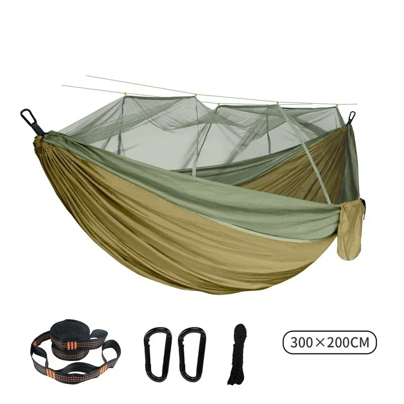 Double Mosquito Net Hammock 300×200CM Size Outdoor Camping Anti-mosquito Hammock Umbrella Cloth Nylon Anti-rollover Camping