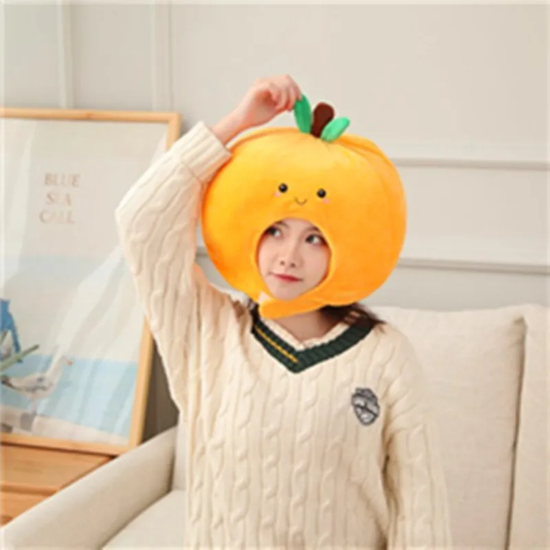 Cartoon Fruit Orange Cap Cute Plush Headgear Durable Soft Exquisite Design Funny Costume Headgear for Gift