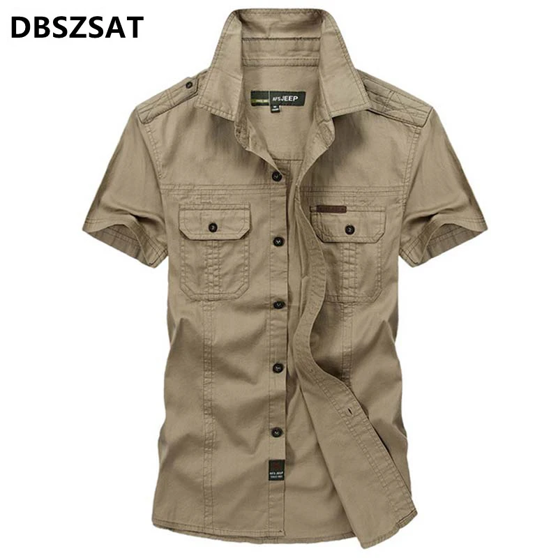 

New Summer Men Shirt Brand Cotton Casual Shirt Men Military Outwear Breathable Camisa Masculina Plus Size M-5XL Chemise Homme