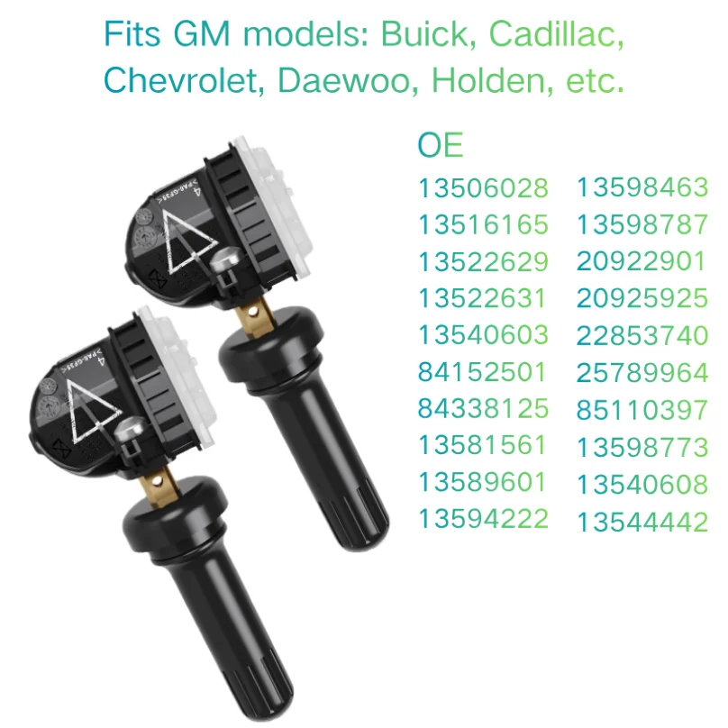 Capteur TPMS OE 13506028 13544442 13598773 13522631 433 MHz avec batterie améliorée 4-5 ans pour Buick Cadillac Chevy GMC 2010-2026
