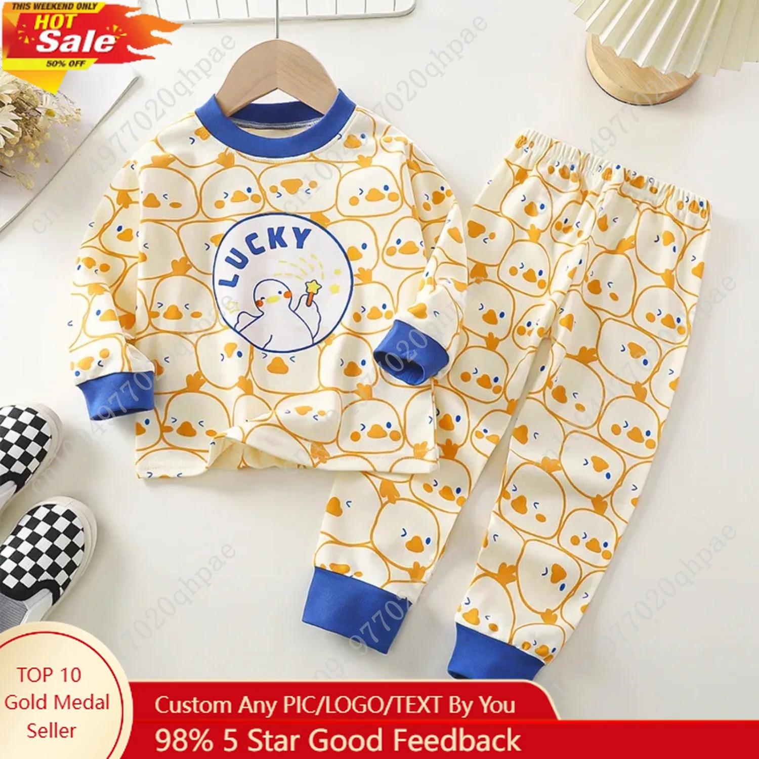 

Baby Kids Unisex Casual Pajama Suit Cartoon Print Long Sleeve Tops+ Pants Boys Girls Sleepwear