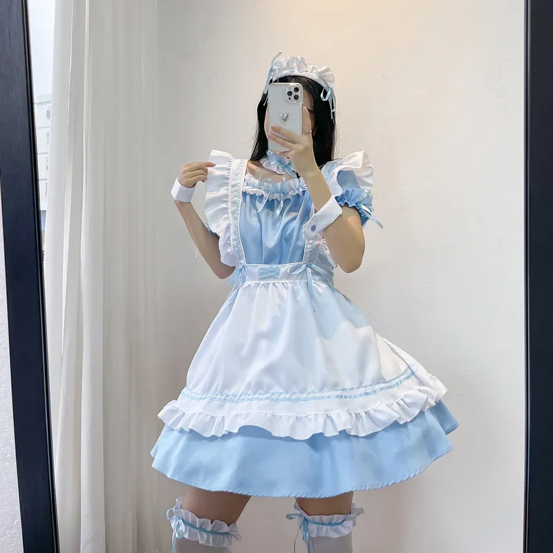 S-5xl Black Pink red blue cute lolita dress girls women lovely sexy maid costume cosplay costume uniform clothes