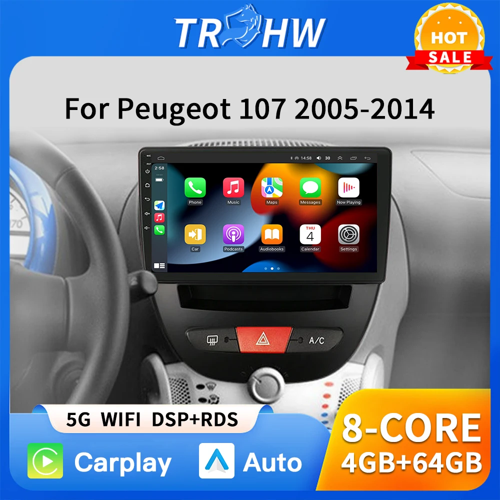 

TRHW Car Multimedia Player For Peugeot 107 Toyota Aygo Citroen C1 2005-2014 Head Unit Stereo GPS Navigation BT WIFI