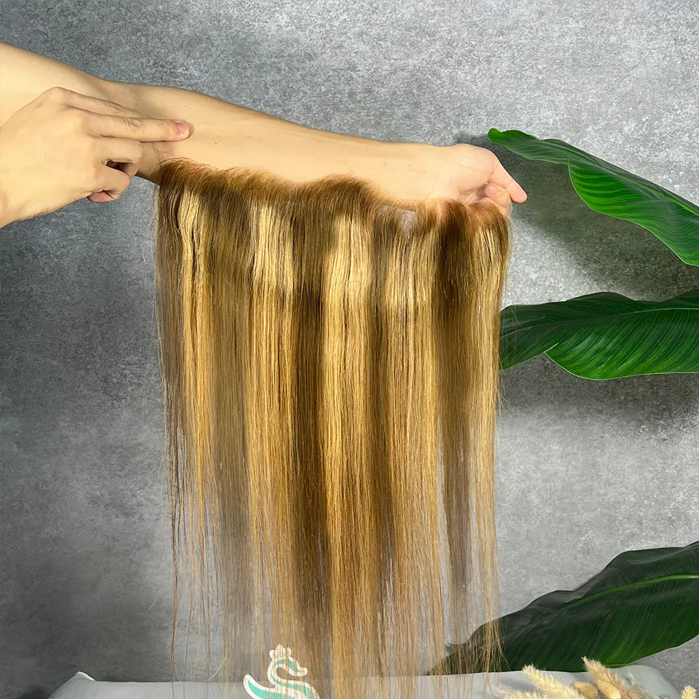 

P427 Прозрачный прямой фронтальный топик из натуральных волос 13x4 с прядями, предварительно выщипанный, Реми-волосы, 12-20 дюймов