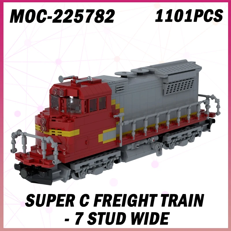 

1101 шт. MOC-225782 грузовой поезд Super C-7 шпилек широкий BuildMoc сверхмощный пассажирский локомотив железнодорожный путь кирпичи игрушки ПОДАРКИ