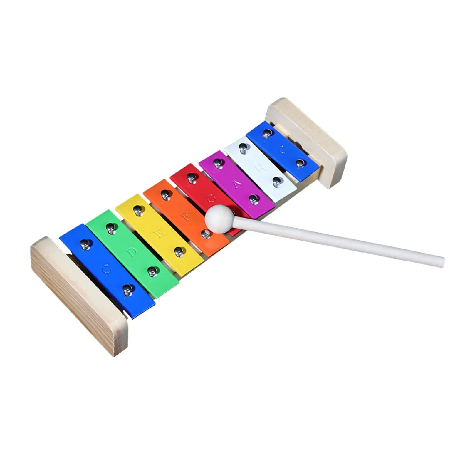 8 Scales Xylophone Learning Wooden Base Aluminum Bars with Mallets Musical Toy