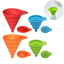 4pcs Car funnel Kitchen Tools Silicone Folding Funnel Set Food Grade Silicone Funnel Set Collapsible Kitchen Gadgets