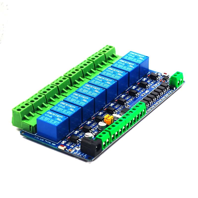 Módulo de relé TTL para Arduino RS485 modbus-rtu, controlador de interruptor de retardo de 8 canales, controlador Industrial PLC, 12V, 8 bits