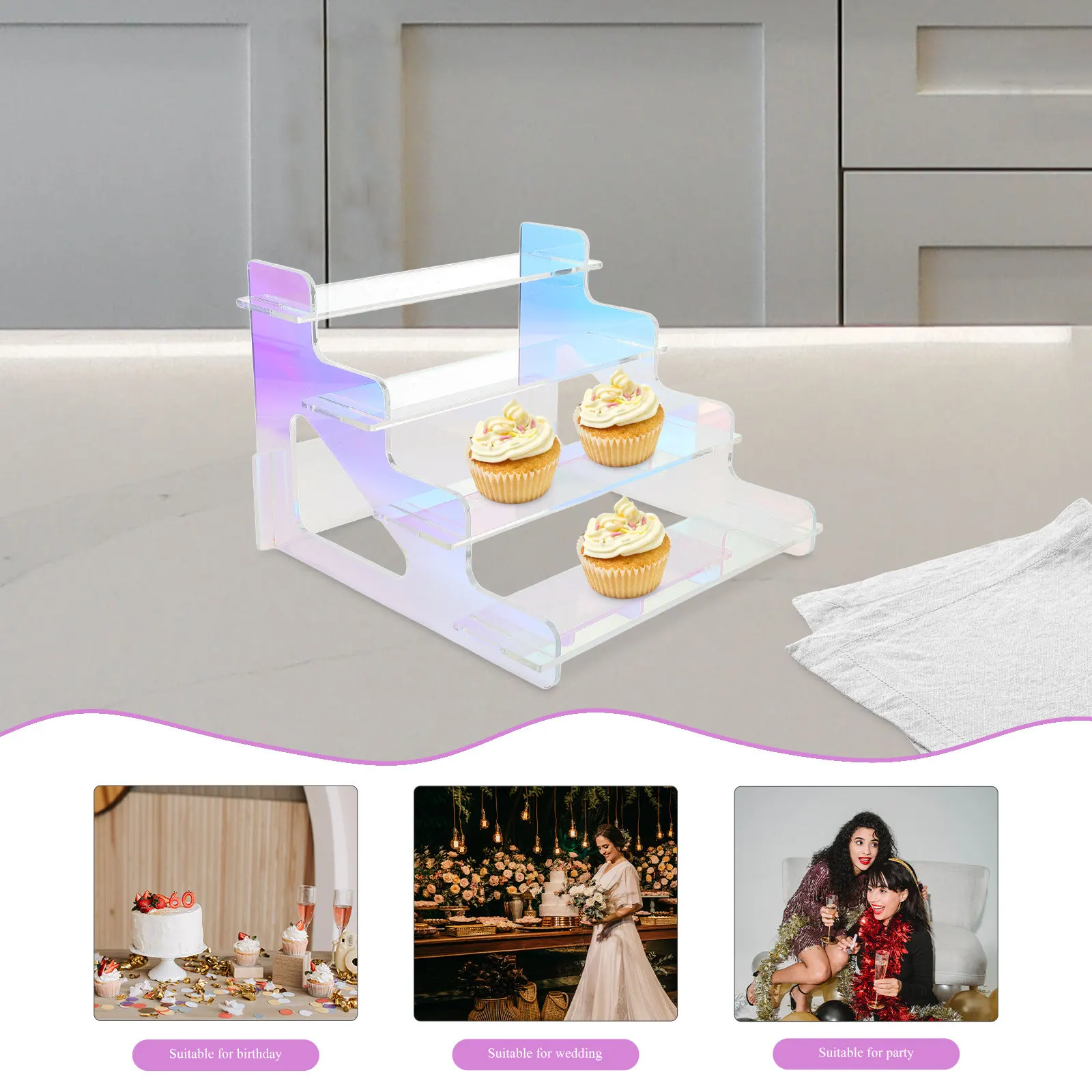 

4-ярусная акриловая подставка-органайзер для парфюмерии, тортов, кексов и десертов, настольная подставка для хранения