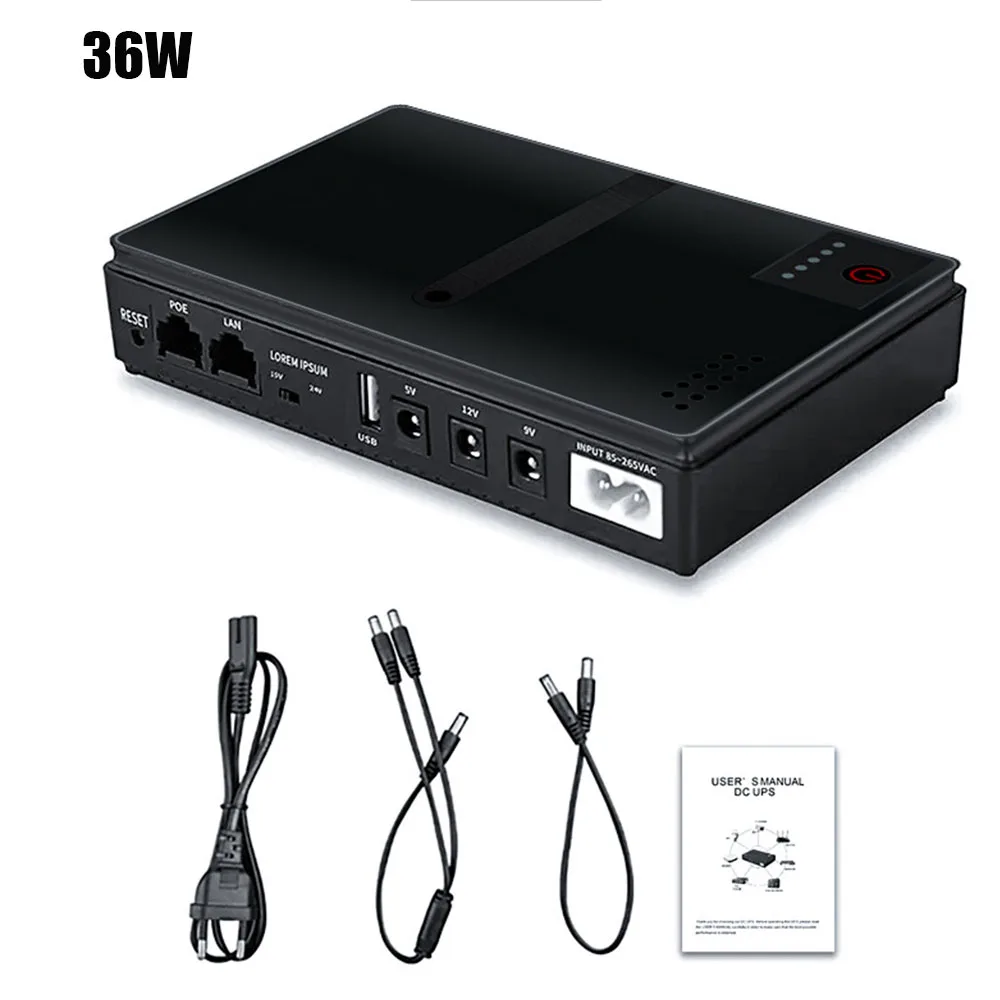 1018L DC UPS Battery Backup 5V 9V 12V 2A 15V 24V Output Uninterruptible Power Supply 85‑265V UPS Battery Backup EU/US Plug