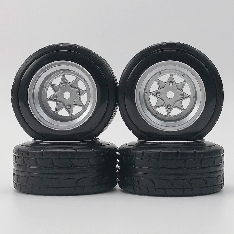 4pcs 6/9mm Offset 1/10 Scale Plastic Wheels Rims with Hard Plastic Tire RC Car Drift On road Touring Model Hobby