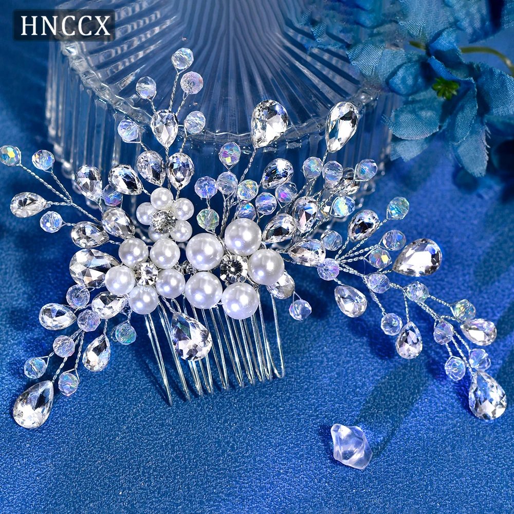 

HNCCX Rhinestone Pearl Crystal Bridal Hair Comb Wedding Hair Accessories Banquet Headwear Bridesmaid Bride Headdress CP850