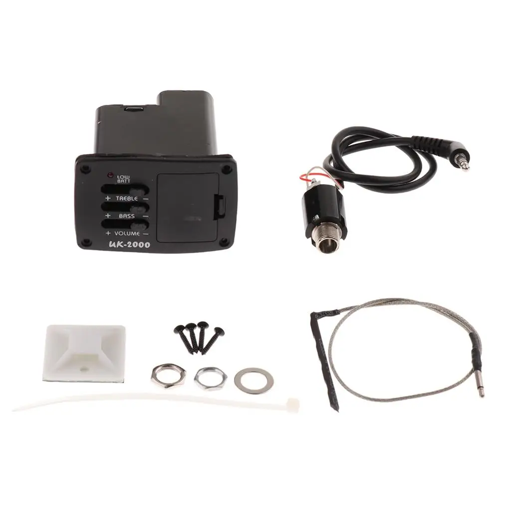 Ukulele Sound Hole Pickup 2 Band EQ Preamplifier Piezo Ukulele Pickup for 4 String Uke DIY Install