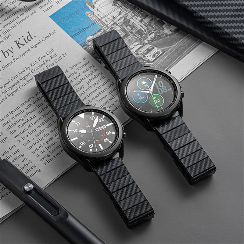 Carbon Fiber Strap For Samsung Galaxy Watch 4 40 44mm classic 42 46mm Lightweight Link Bracelet for Huawei gt 2 20mm 22mm Strap