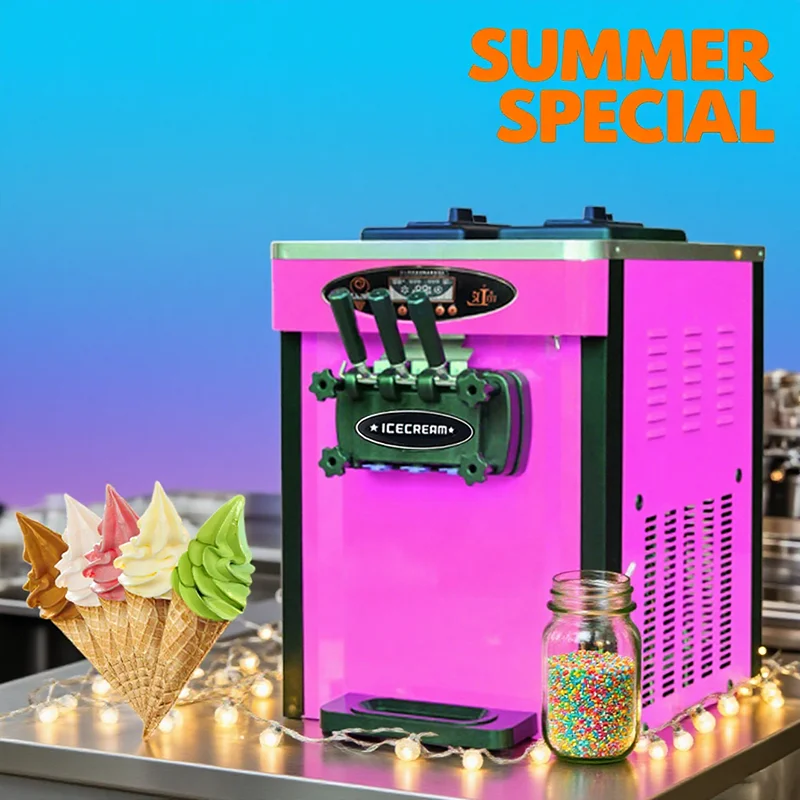 Commercial Table Top Good Quality Three Head Soft Serve Ice Cream   Maker Mini Ice Cream Machine