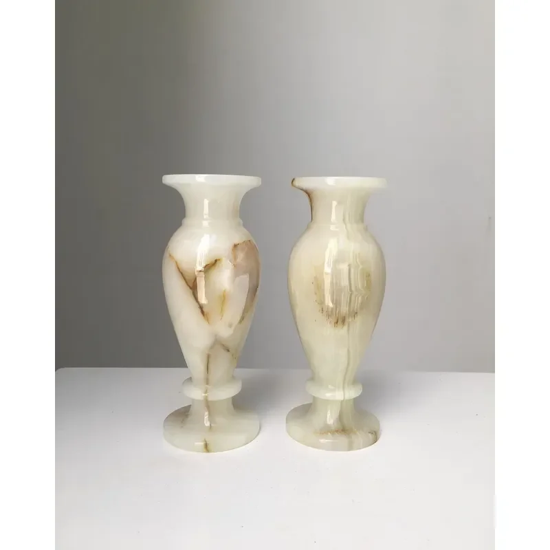 Marble Glass Vase Natural Stone Green Onyx Marble Vases for Aesthetic Room Decor