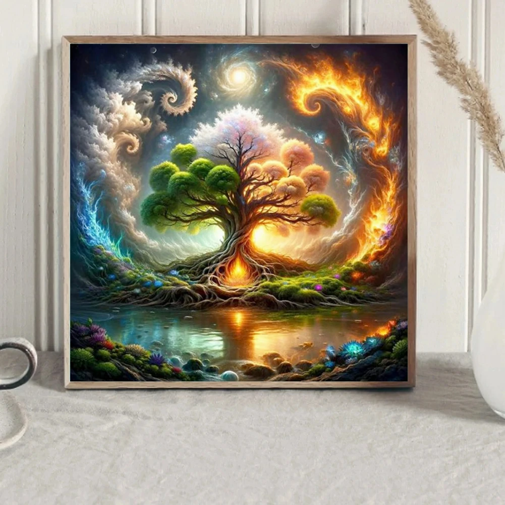 Fantasy Colorful Tree Of Life Art DIY AB Diamond Painting Mosaic Nature Love Landscape Cross Stitch Embroidery Craft Home Decor