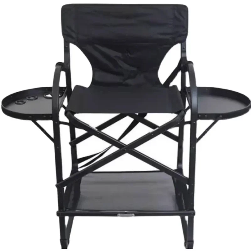 

Ultimate Aluminum Makeup Maestro Chair Sleek Black Pro Folding Director's Seat Outdoor Glamour Camping Throne Portable Hair