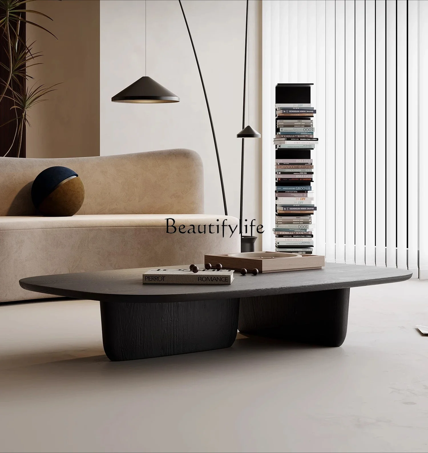 와비사비 스타일 커피 테이블 라이트 럭셔리 모던 거실 원목 티 테이블