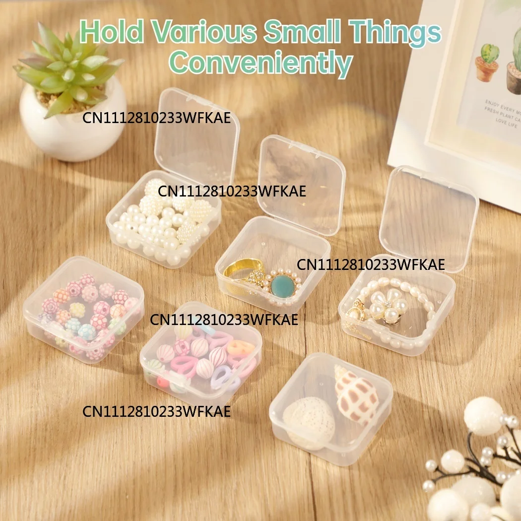 100Pcs Plastic Beads Storage Containers Box Small Organizers 2.2x2.2x0.8in Tiny Plastic Case Mini Square Arts Crafts Storage Box