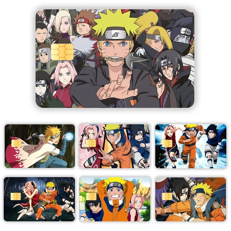 Naruto Card Sticker Credit Card Chip Creativity Fashion Cartoont Kawaii Stickers Big and Small Chip Stickers