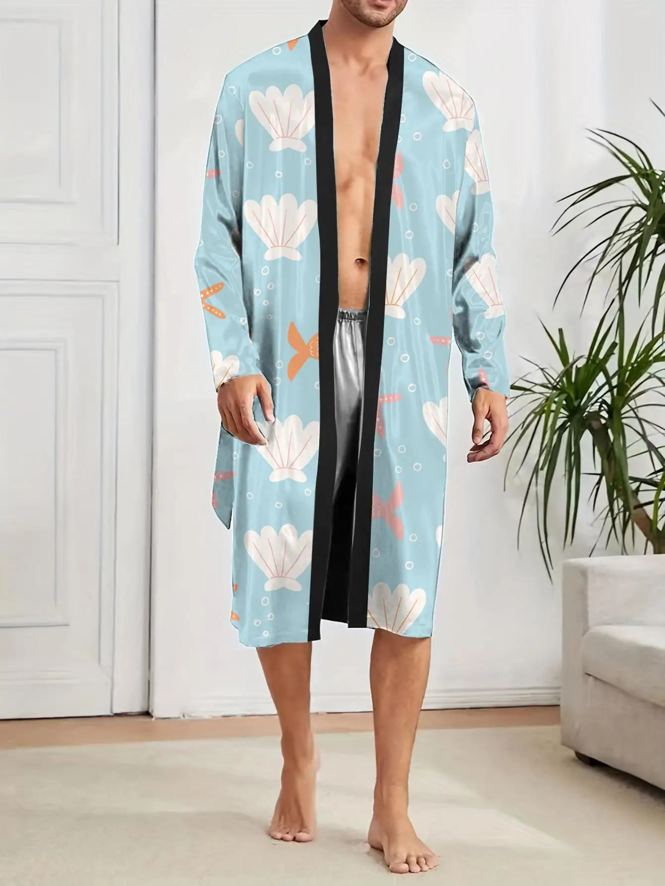 1pcs Men's Robes 2026 Spring/Summer Graphic robe Sleepwear Breathable Robe man dressing gown Shower robe 3D Printed