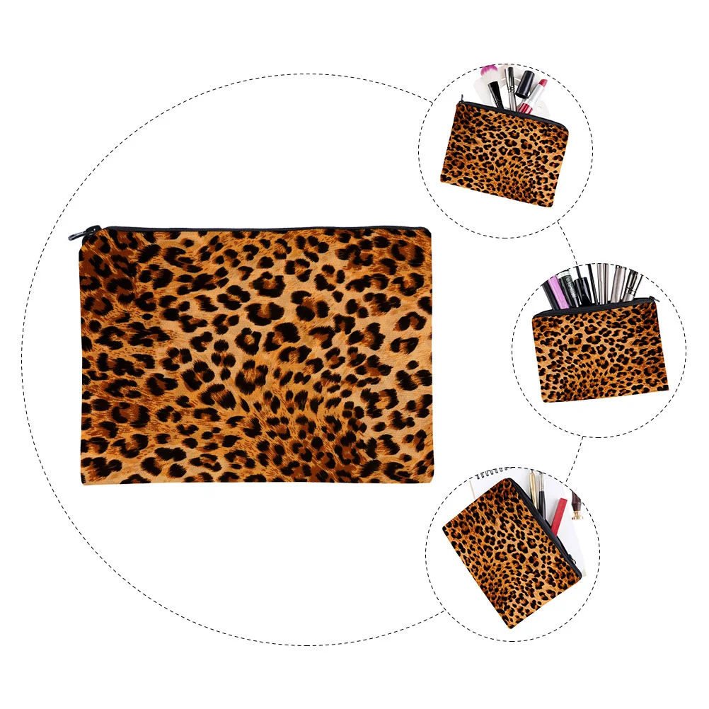 Bolsa cuadrada, bolsa de almacenamiento, maquillaje de mano para mujer, bolsas de poliéster con estampado de leopardo de viaje