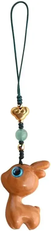 Lucky mascot Keychain fresh mobile phone chain pendant men and women creative pendant randomly sent (green sandalwood keychain)