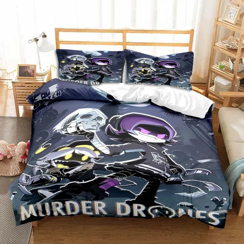 Murder Drones Anime Bedding Set Duvet Cover Pillow Case Children's Bedroom Bed Three-piece Set Single Double King Bed Set Gift