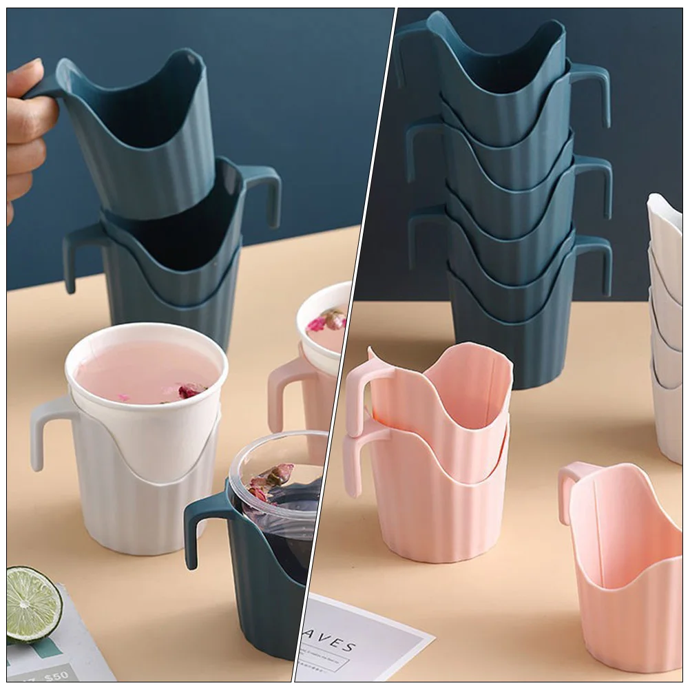 

Anti-scalding Cup Holder for Paper Cups Disposable Blue Travel Coffee Coaster with Handle Suitable for Home Office Cafe Party