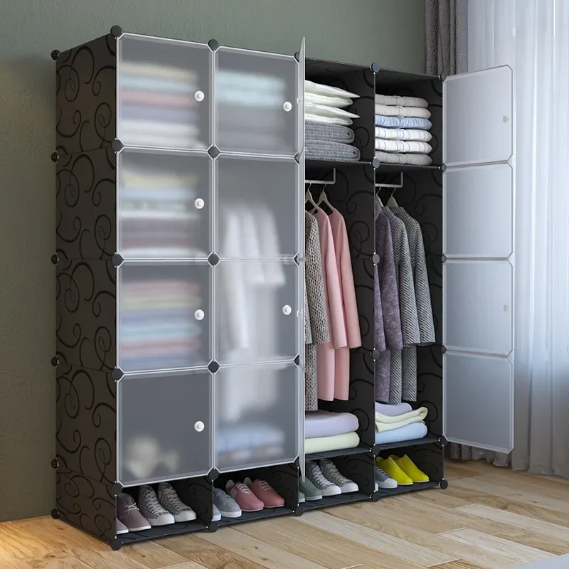 

Plastic Cabinet for Clothes Bedroom Wardrobe Closet Modern Folding Cabinets Portable Wardrobe Space Saving Cabinets Furniture