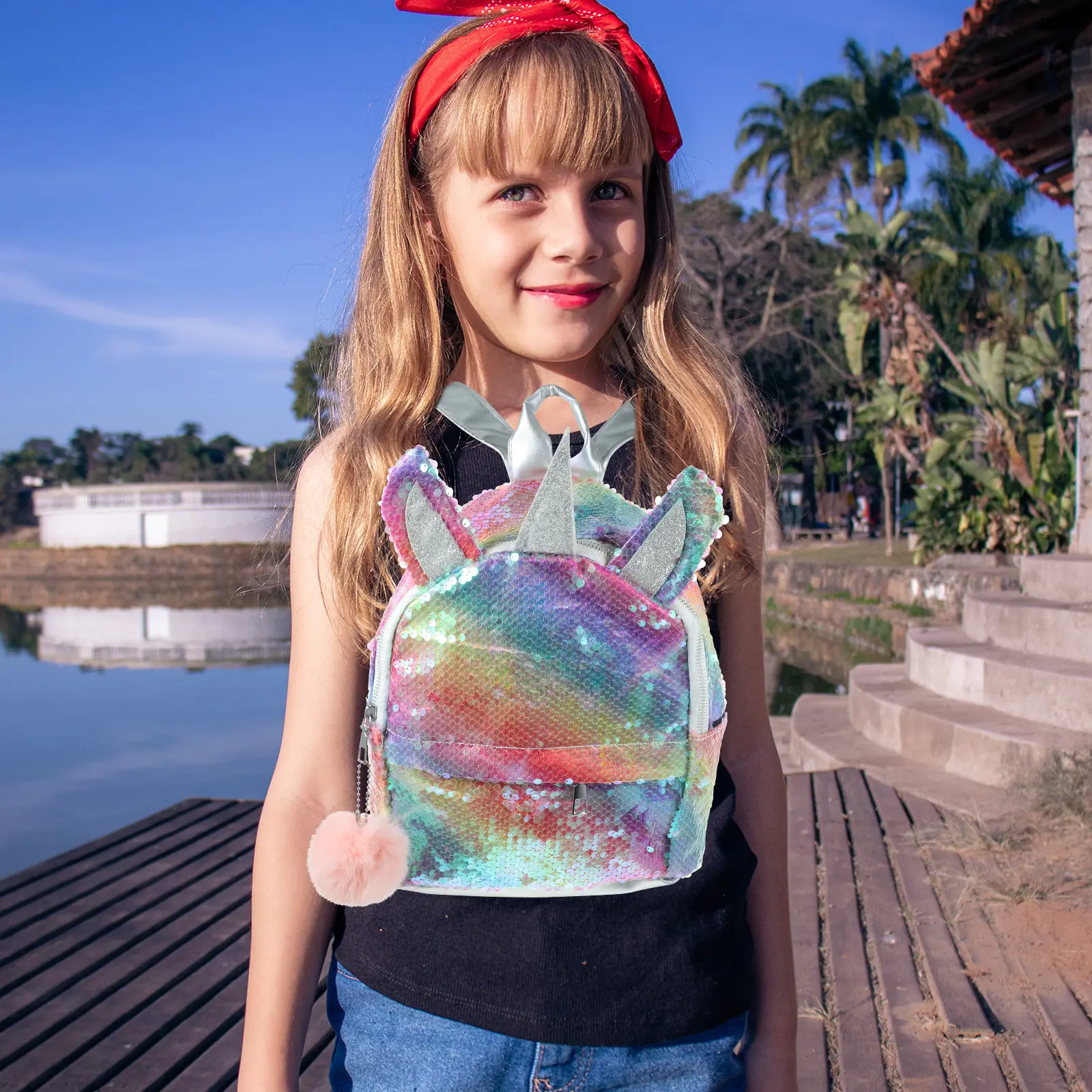 

1Pcs Unicorn Backpack for Kids Girls Boys Lightweight Sequined School Bag with Multi Pocket Design Portable Laptop Book Backpack