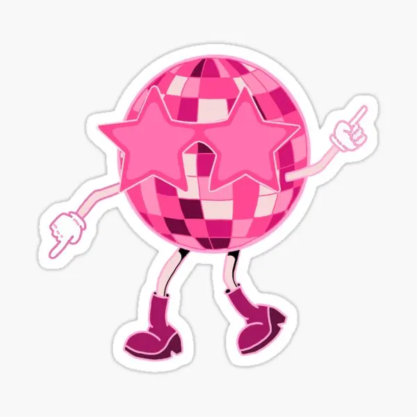 Bola de discoteca rosa, 5 uds., pegatinas para sala de estar, chico, portátil, Anime, hogar, lindo y divertido, 5 uds., pegatinas, botellas de agua, habitación, coche, parachoques artístico