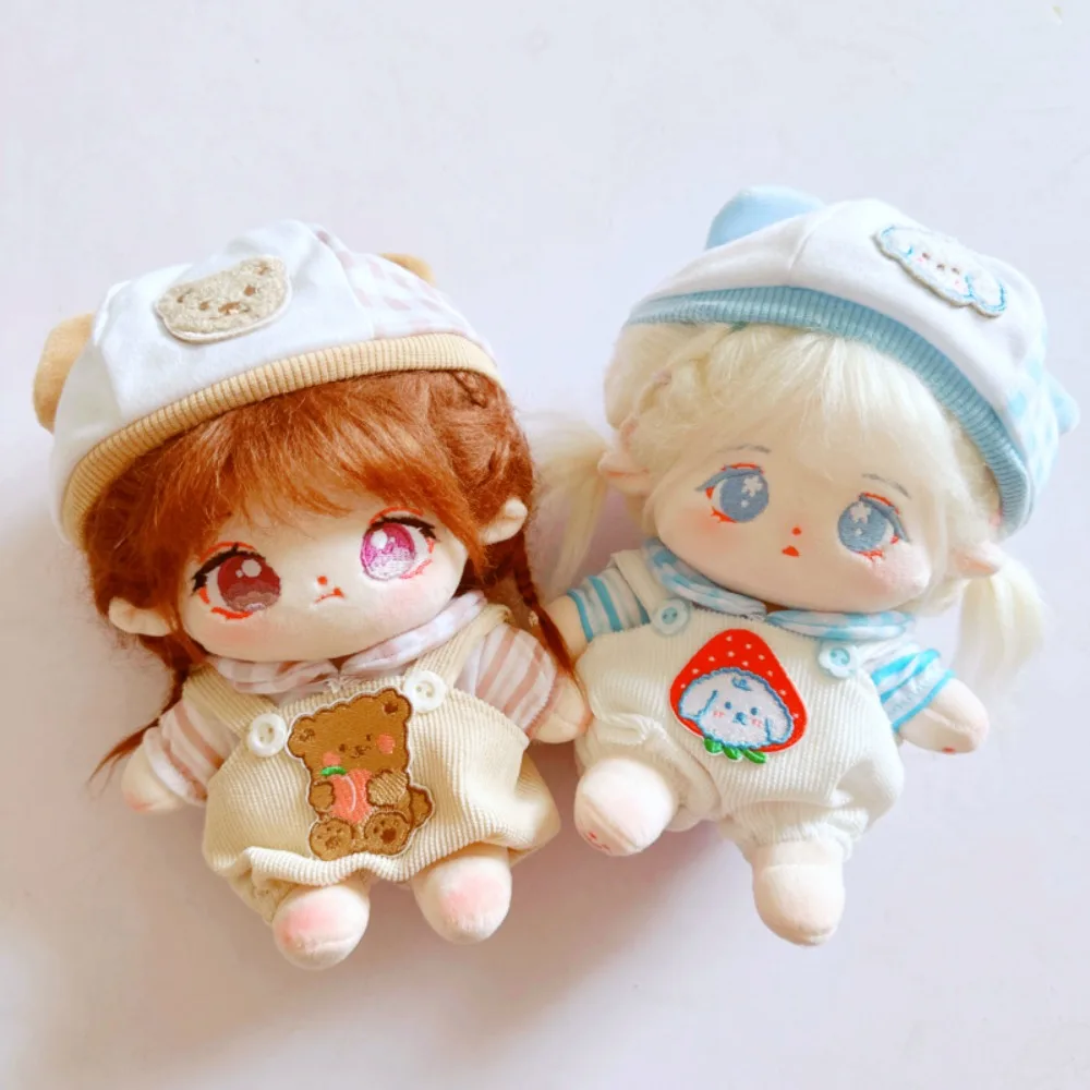 Conjunto de roupas com alça e calças, conjunto de roupas de algodão, chapéu de urso, terno de algodão, roupas fofas kawaii, presente para crianças